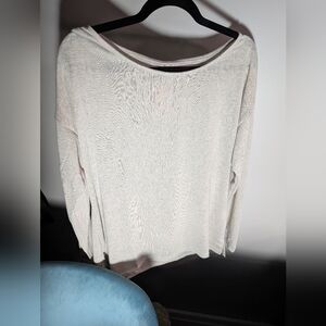 Cream Long Sleeve Light Weight Knit Top